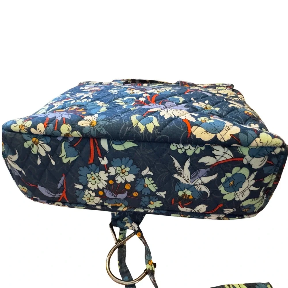 Vera Bradley Navy Floral Quilted Cosmetic Case